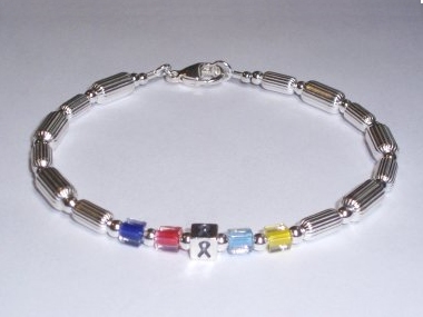Autism Awareness (Unisex) Bracelet - Sterling Silver With Multi Accent Cubes