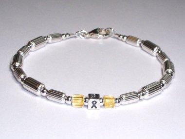 Spinal Cord Injury/Paralysis Awareness (Unisex) Bracelet - Sterling Silver With Cream Accent Cubes