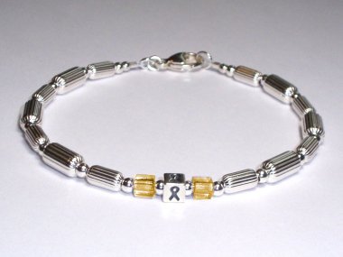 Childhood Cancer Awareness (Unisex) Bracelet - Sterling Silver With Gold Accent Cubes