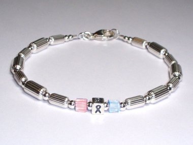 Infant Health Awareness (Unisex) Bracelet - Sterling Silver With Pink & Blue Accent Cubes