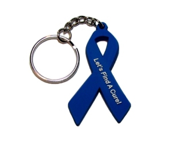 Huntington's Disease Awareness Ribbon Keychain - Blue