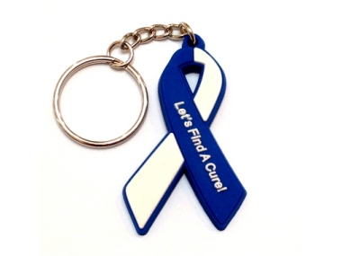 ALS Awareness Ribbon Keychain - Blue & White