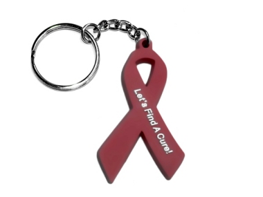 Multiple Myeloma Awareness Ribbon Keychain - Burgundy