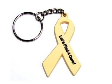 Spinal Muscular Atrophy Awareness Ribbon Keychain - Cream