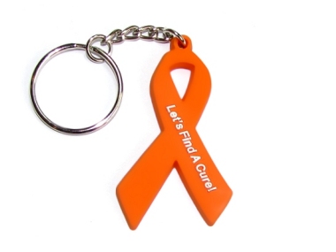 Multiple Sclerosis Awareness Ribbon Keychain - Orange