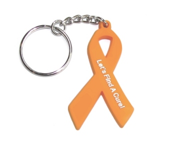 Uterine Cancer Awareness Ribbon Keychain - Peach