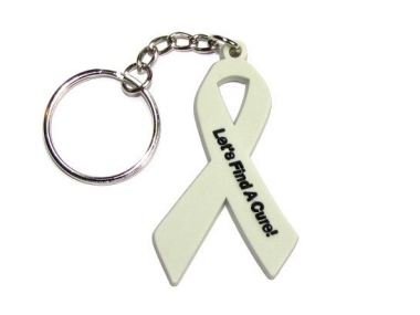 Lung Cancer/Lung Disease Awareness Ribbon Keychain - Pearl