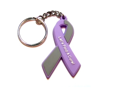 Meningioma Awareness Ribbon Keychain - Purple & Gray
