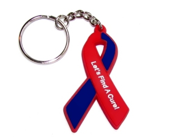 Pulmonary Fibrosis Awareness Ribbon Keychain - Red & Blue