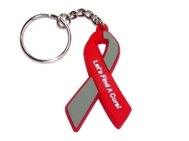 Stroke Awareness Ribbon Keychain - Red & Gray