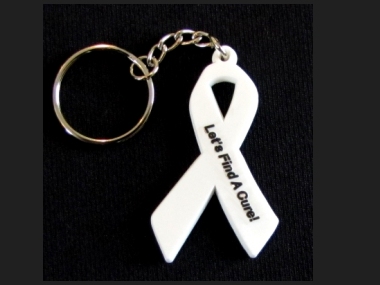 Scoliosis Awareness Ribbon Keychains ~ White