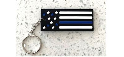 Thin Blue Line ~ Support Active & Retired (and Commemorate Fallen) Law Enforcement Personnel American Flag Keychain