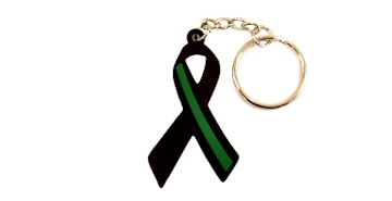 Thin Green Line ~ Support Active & Retired (and Commemorate Fallen) Border Patrol, Federal Agents & Park Rangers Awareness Ribbon Keychain