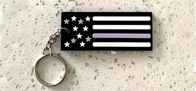Thin Purple Line ~ Support Active & Retired (and Commemorate Fallen) Security Professionals American Flag Keychain