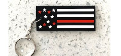 Thin Red Line ~ Support Active & Retired (and Commemorate Fallen) Firefighters American Flag Keychain