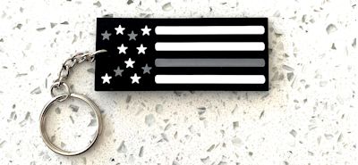 Thin Silver Line ~ Support Active & Retired (and Commemorate Fallen) Correctional Officers American Flag Keychain