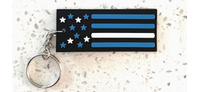 Thin White Line ~ Support EMS (Emergency Medical Services), EMT (Emergency Medical Technicians) & Paramedics American Flag Keychain