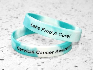 Cervical Cancer Awareness Wristbands ~ Teal & White