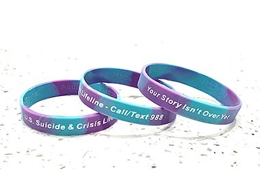 988 U.S. Suicide & Crisis Lifeline Awareness Wristbands ~ Purple & Teal